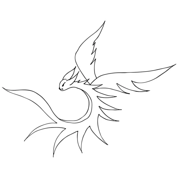 Ilustração dragão vetor desenhado à mão. Ícone de dragão fantástico. Silhueta à mão livre de mitologia aminal. Desenho de fantasia ilustração — Vetor de Stock