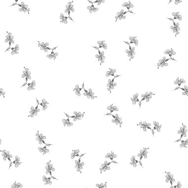 Duvar kâğıdı tasarımı için elle çizilmiş basit çiçekler. Vektör el çizimi desen. Kusursuz çiçek deseni. Vektör çizgisi tasarımı. Beyaz arka plan. Daisy çiçek çizimi