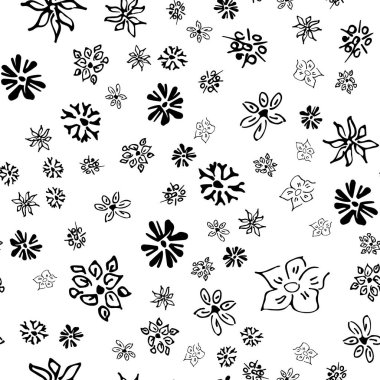 Papatya çayı vektörü çizim tarzında kusursuz desen. Kusursuz çiçek deseni. Vektör çiçek izi. Soyut çiçek deseni. Modern tasarım. El çizimi resimleme beyaz arkaplanda izole edildi