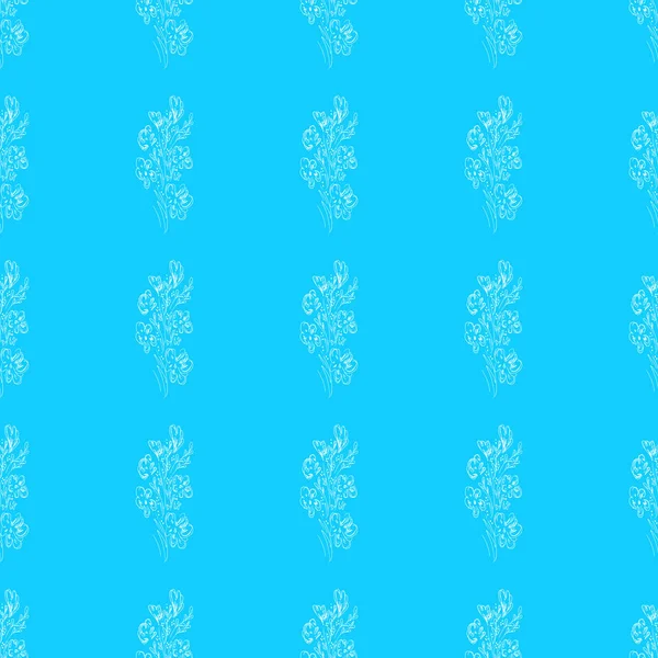 Padrão sem costura com flores silvestres no fundo azul para design de impressão. Imprimir, elemento de design. Padrão floral sem costura. Ilustração vetorial de moda. Fundo de verão — Vetor de Stock