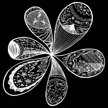 Oymalı el çizimi soyut orkide. Retro çiçekler el çizgisi orkide, her amaç için harika bir tasarım. Taslak vektör. Doğa geçmişi. Tropik bitki. Çiçek tasarımı. Soyut sanat arkaplanı