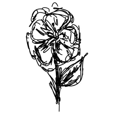 Soyut kır çiçekleri, beyaz arkaplanda izole edilmiş ikonu özetliyor. Yaratıcı lüks moda logosu konsept ikonu. El çizimi vektör çizimi. Yaban çiçeği logosu.