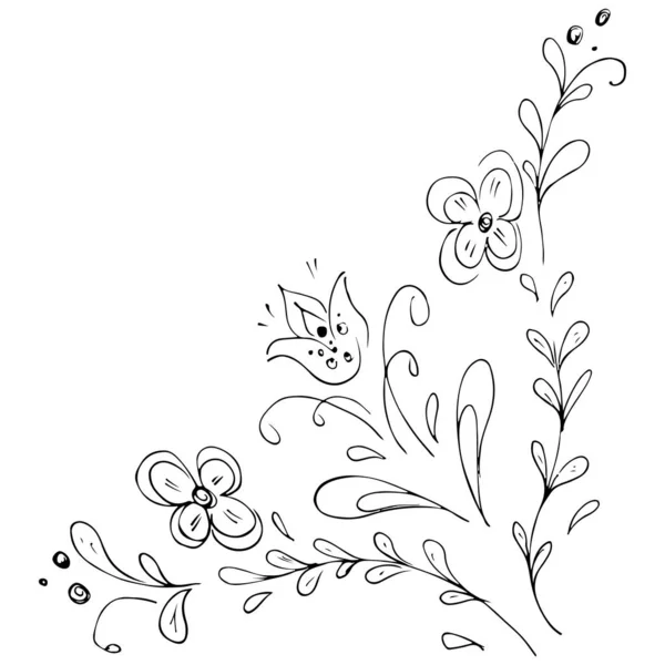 雕刻的手绘抽象兰花. 复古花手绘兰花的轮廓,无论出于什么目的都设计得很好. 概要向量。 自然背景。 热带植物。 花草设计。 摘要艺术背景 — 图库矢量图片