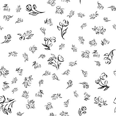 Parmak izi dizaynı için elle çizilmiş gül deseni. Çiçeksiz gül deseni. Bahar tekstil dokusu. Tasarım ögesini tekrarla