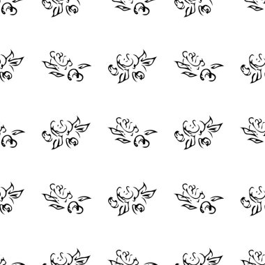 Parmak izi dizaynı için elle çizilmiş gül deseni. Çiçeksiz gül deseni. Bahar tekstil dokusu. Tasarım ögesini tekrarla