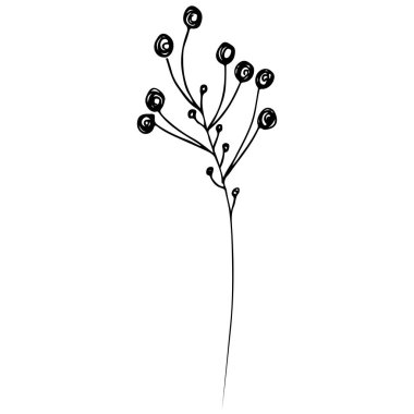 Çizgi sanatı çiçekleri ana hatları elle çizilmiş bir simge. Klasik çiçek ikonu, her amaç için harika bir tasarım. Beyaz arka planda siyah çiçekler. Mürekkep çizgisi tropikal yapraklar