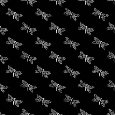 Yusufçuk dikişsiz el çizgisi. Beyaz arka planda yusufçuk desenli, dikişsiz el çizgisi izole edilmiş.