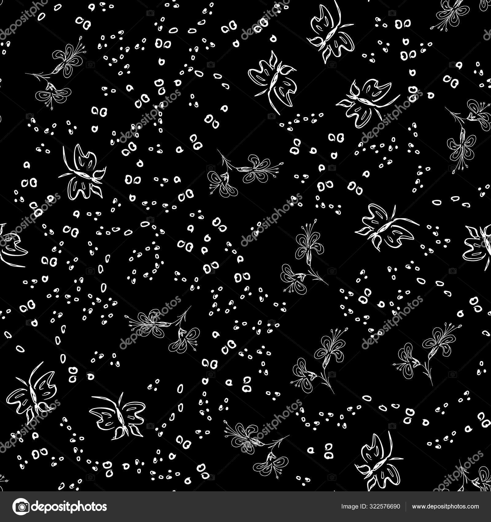 蝴蝶无缝轮廓矢量线艺术风格的黑色背景. 线艺术蝴蝶。 卡通动物，花卉和圆点。 简单的设计无缝图案。 奇异的壁纸。  摘要模式图库矢量图©bizoner777.gmail.com 322576690