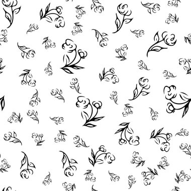 Parmak izi dizaynı için elle çizilmiş gül deseni. Çiçeksiz gül deseni. Bahar tekstil dokusu. Tasarım ögesini tekrarla