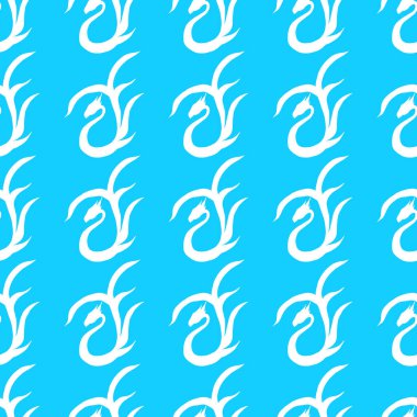 Mavi arka planda, el yapımı vektör ejderhanın kusursuz deseni izole edilmiş. Fantastik ejderha ikonu. Mitolojinin kusursuz siluetinin serbest hâli aminal. Fantezi çizimi çizimi