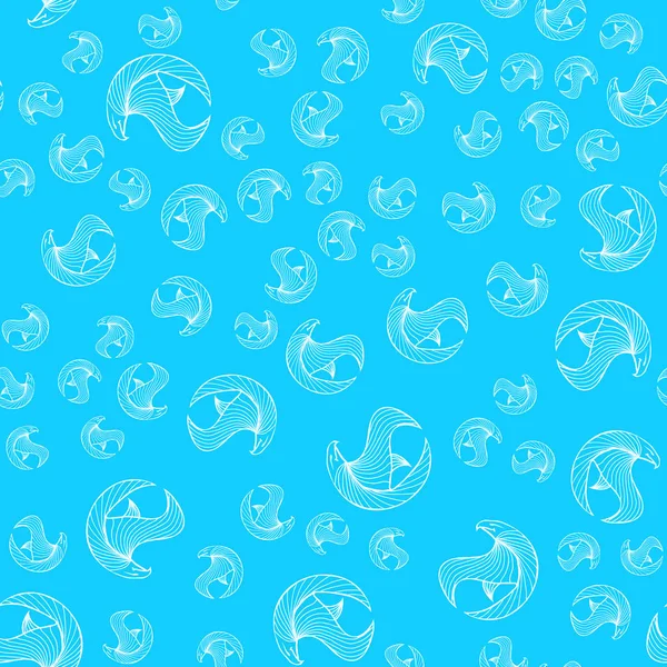Nahtloses Muster eines handgezeichneten Vektor-Adlers auf blauem Hintergrund. fantastische Drachenikone. freihändige nahtlose Silhouette der Mythologie aminal. Fantasie skizziert Illustration — Stockvektor