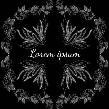 Tropikal el çiçekli çerçeveler çizdi. Taslak hazır. Orman yaprakları çizimi. Çiçek seti. El çizimi. Vektör izole koleksiyonu. Doğal bahar düğün kartı. Yaz tropik yaprakları. Botanik çerçeveler