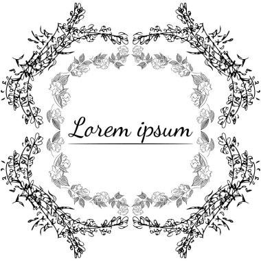 Tropikal el çiçekli çerçeveler çizdi. Taslak hazır. Orman yaprakları çizimi. Çiçek seti. El çizimi. Vektör izole koleksiyonu. Doğal bahar düğün kartı. Yaz tropik yaprakları. Botanik çerçeveler