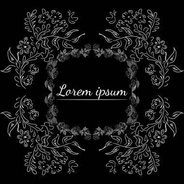 Tropikal el çiçekli çerçeveler çizdi. Taslak hazır. Orman yaprakları çizimi. Çiçek seti. El çizimi. Vektör izole koleksiyonu. Doğal bahar düğün kartı. Yaz tropik yaprakları. Botanik çerçeveler