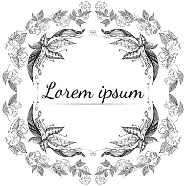 Tropikal el çiçekli çerçeveler çizdi. Taslak hazır. Orman yaprakları çizimi. Çiçek seti. El çizimi. Vektör izole koleksiyonu. Doğal bahar düğün kartı. Yaz tropik yaprakları. Botanik çerçeveler