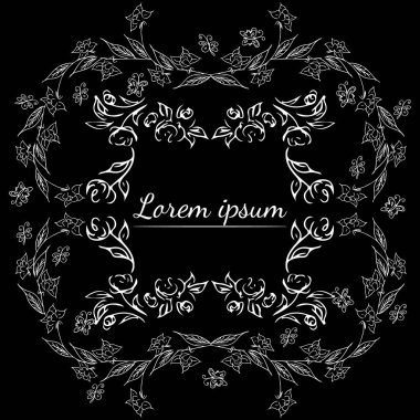 Tropikal el çiçekli çerçeveler çizdi. Taslak hazır. Orman yaprakları çizimi. Çiçek seti. El çizimi. Vektör izole koleksiyonu. Doğal bahar düğün kartı. Yaz tropik yaprakları. Botanik çerçeveler