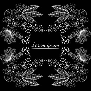 Tropikal el çiçekli çerçeveler çizdi. Taslak hazır. Orman yaprakları çizimi. Çiçek seti. El çizimi. Vektör izole koleksiyonu. Doğal bahar düğün kartı. Yaz tropik yaprakları. Botanik çerçeveler