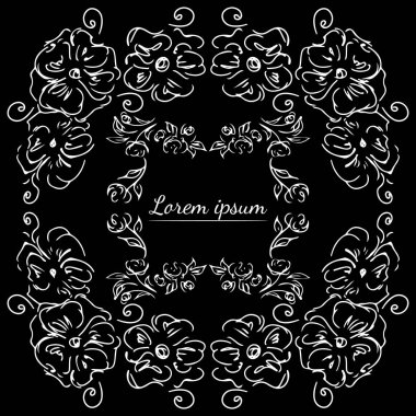 Tropikal el çiçekli çerçeveler çizdi. Taslak hazır. Orman yaprakları çizimi. Çiçek seti. El çizimi. Vektör izole koleksiyonu. Doğal bahar düğün kartı. Yaz tropik yaprakları. Botanik çerçeveler