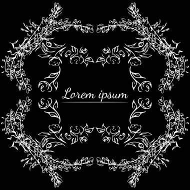Tropikal el çiçekli çerçeveler çizdi. Taslak hazır. Orman yaprakları çizimi. Çiçek seti. El çizimi. Vektör izole koleksiyonu. Doğal bahar düğün kartı. Yaz tropik yaprakları. Botanik çerçeveler