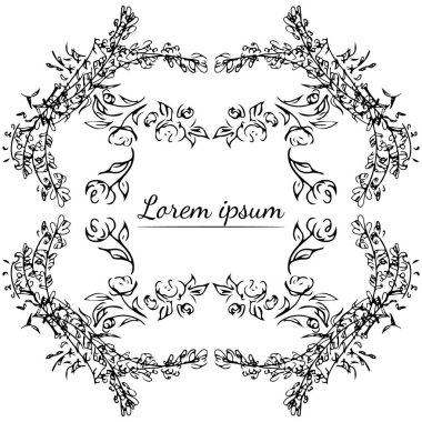 Tropikal el çiçekli çerçeveler çizdi. Taslak hazır. Orman yaprakları çizimi. Çiçek seti. El çizimi. Vektör izole koleksiyonu. Doğal bahar düğün kartı. Yaz tropik yaprakları. Botanik çerçeveler