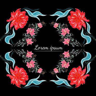 Tropik el çizimi çiçek desenleri. Orman yaprakları çizimi. Çiçek seti. Tasarım elemanları. Vektör koleksiyonu, izole edilmiş. Doğal bahar düğün kartı. Yaz tropik yaprakları. Botanik çerçeveler