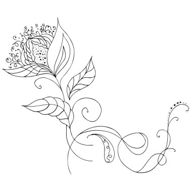 Oymalı el çizimi soyut çiçekler. Retro çiçekler el çizgisi orkide, her amaç için harika bir tasarım. Taslak vektör. Doğa geçmişi. Tropik bitki. Tasarım elemanları. Soyut sanat arkaplanı