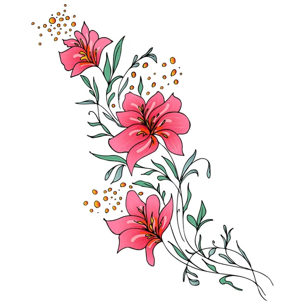 Zomer tropische platte bloem. Bloemen botanische bloem geïsoleerd op witte achtergrond. Handgetekende vectorillustratie. Botanische hawaii natuur. Tropisch plat icoon. Hawaïaanse vector tatoeage illustratie — Stockvector