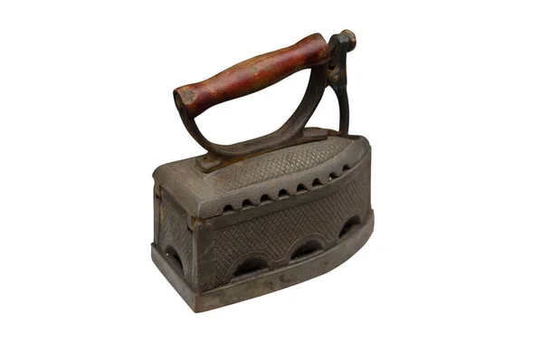 Ізольований старий ретро металізований важкий антикварний залізний інструмент — стокове фото