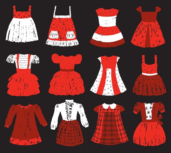 Collectie van de kleding voor een klein meisje — Stockvector