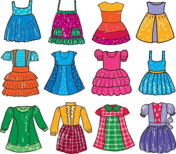 Vestidos para una niña — Vector de stock