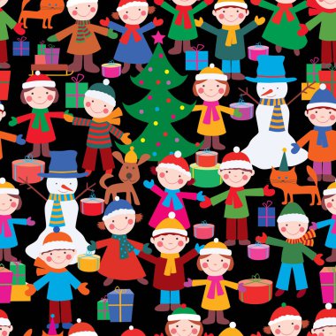 Noel hediye ile mutlu çocuklar