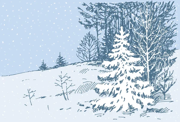Vinterdag i skogen — Stock vektor