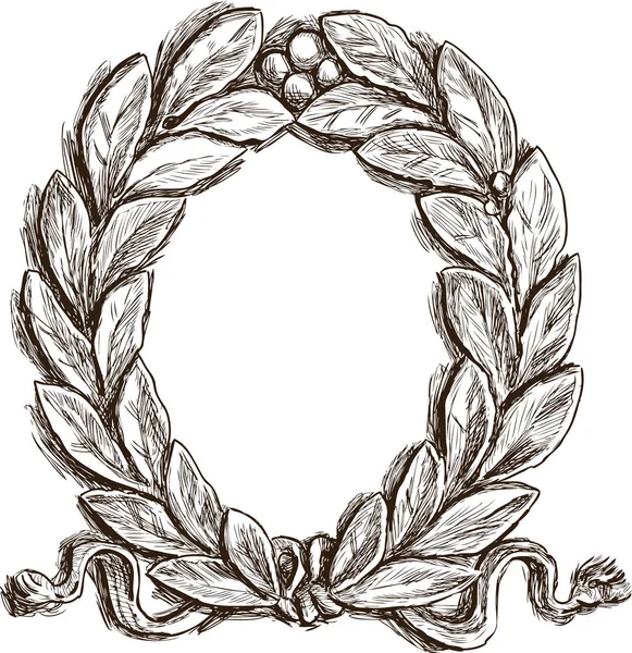 Laurel wreath carved - Stock Illustration. 