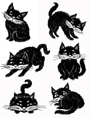 komik siyah bir kedi çizimler