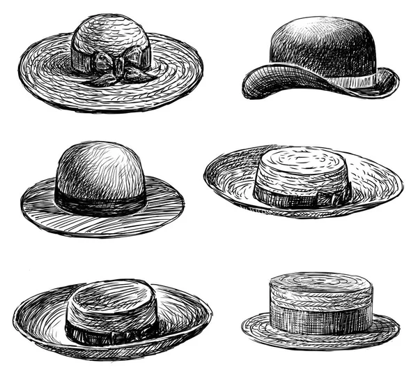 Skisser av de kvinnliga hattarna — Stockfoto