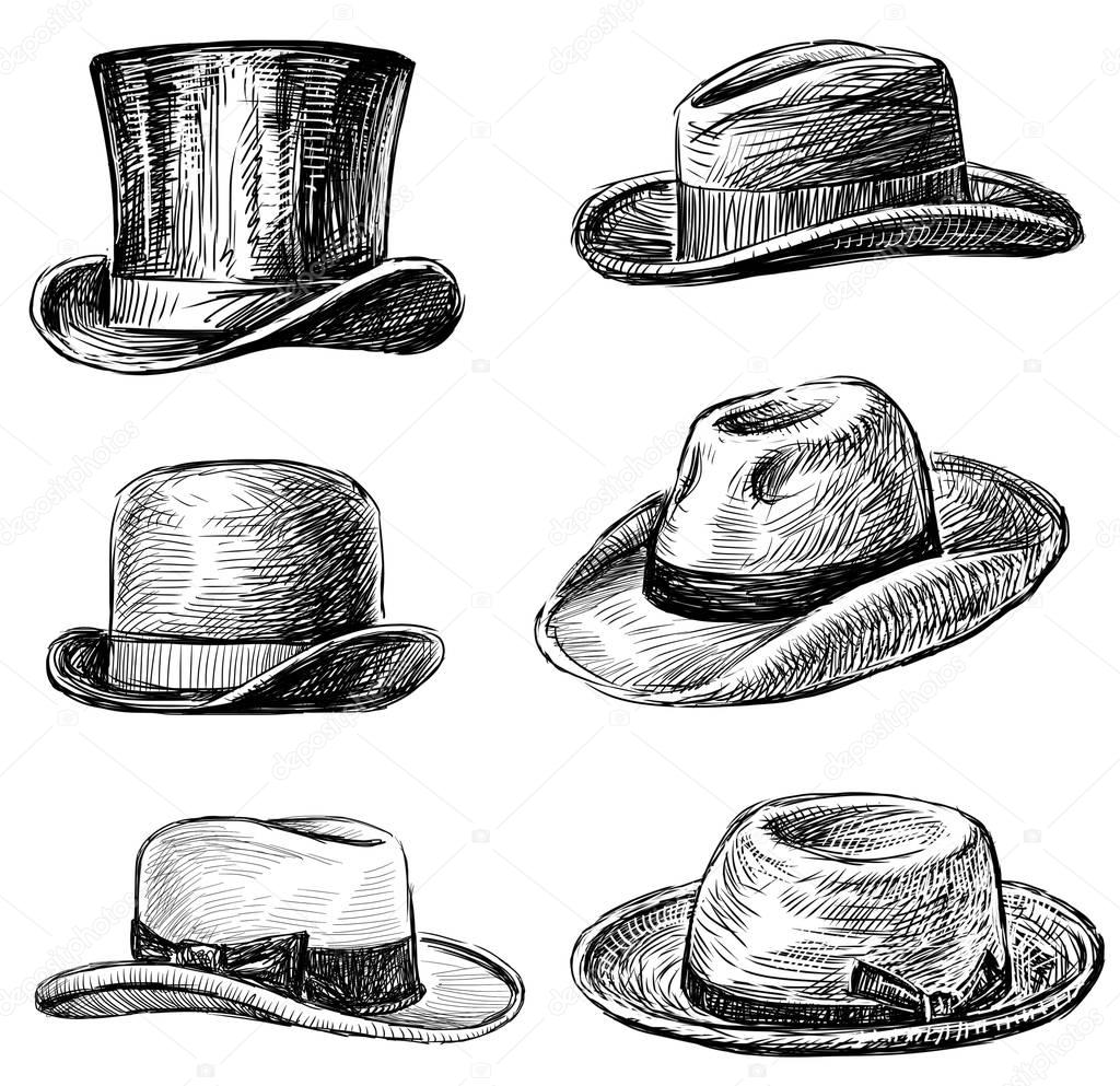 sketches of the male hats 