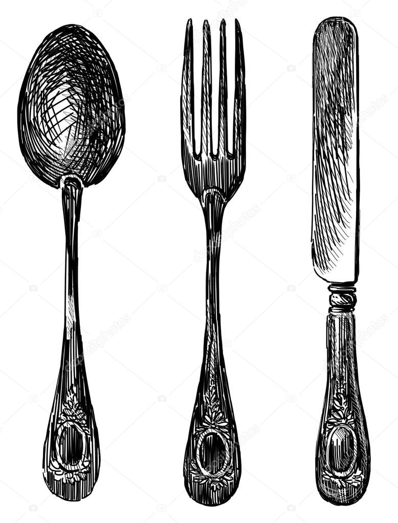 sketch of the eating utensil 