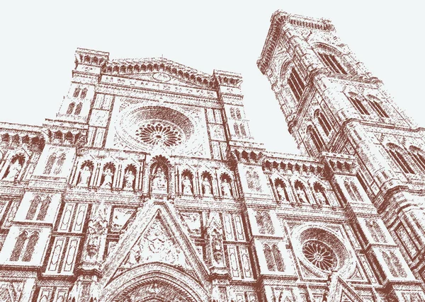 Kathedrale von Santa Maria del Fiore und der Glockenturm von Giotto, Florenz — Stockvektor