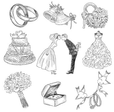 el-çizimleri düğün sembollerin 