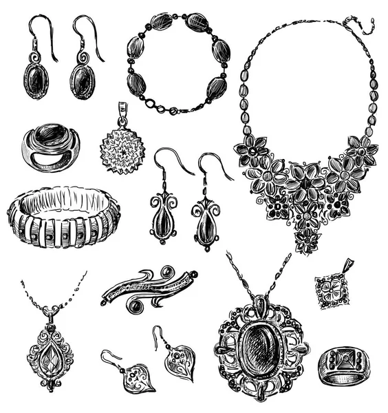 Schets van de collectie van vrouwelijke sieraden — Stockfoto