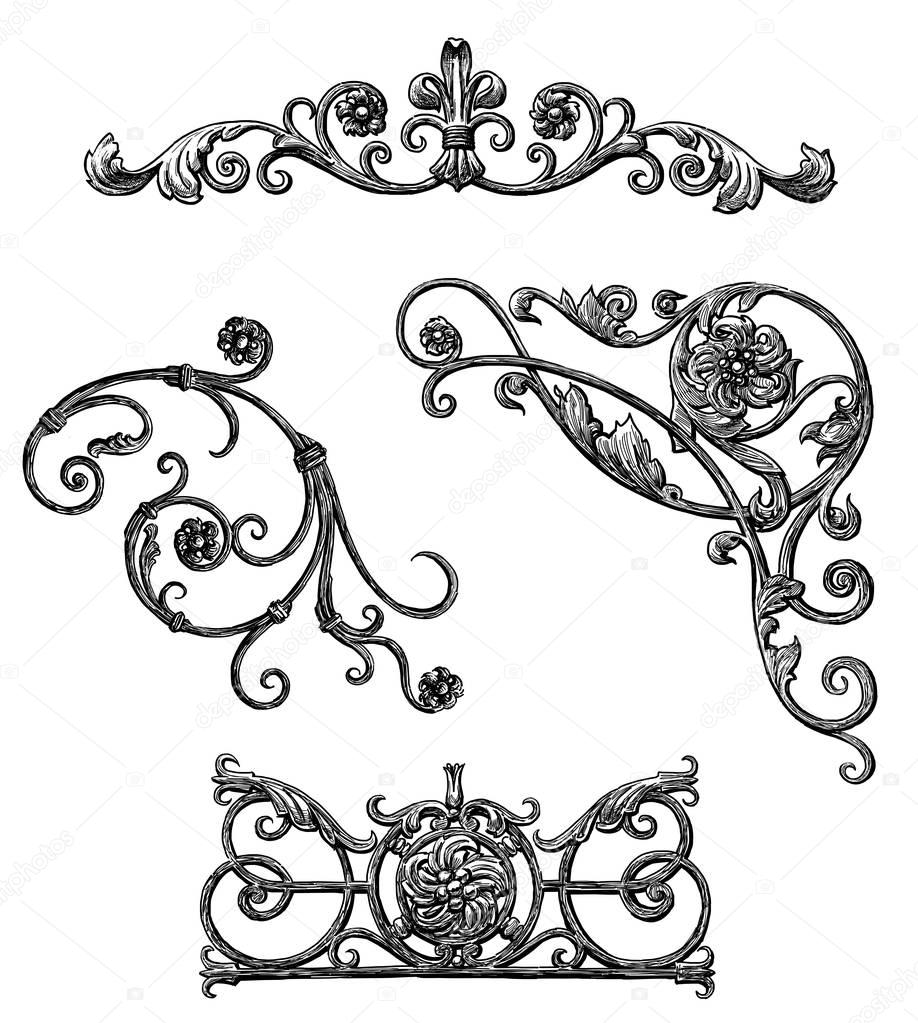 sketches of the ancient decorative elements