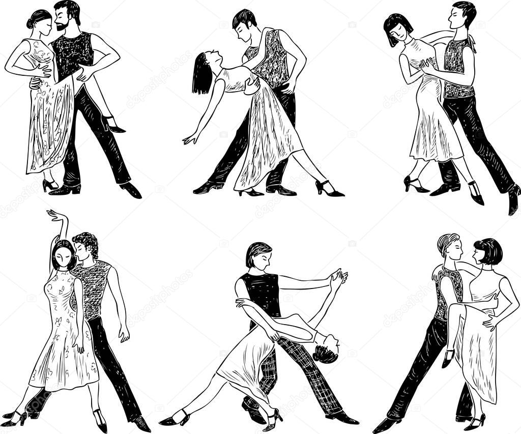 sketches of the dancing couples