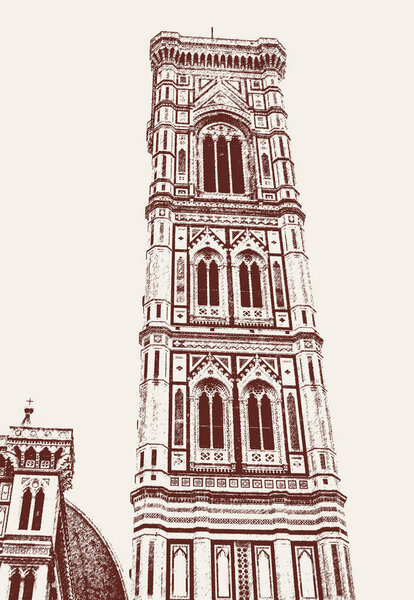 Giotto bell tower on the Duomo square in Florence