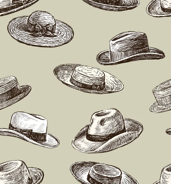 Patroon van de mannelijke en vrouwelijke hoeden — Stockvector