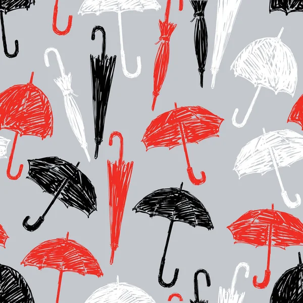 Pattern of the sketches umbrellas — Stock Vector