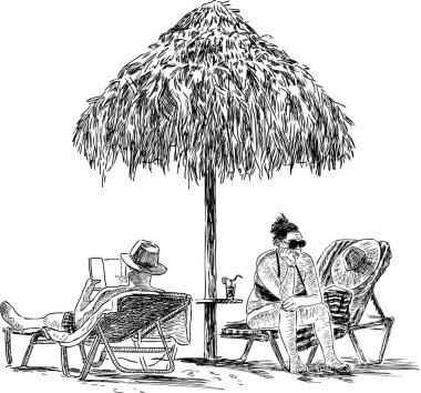 Sahilde insanlar taslağını