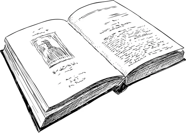 Croquis d'un livre ouvert — Image vectorielle