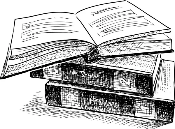 Schizzo di tre libri — Vettoriale Stock