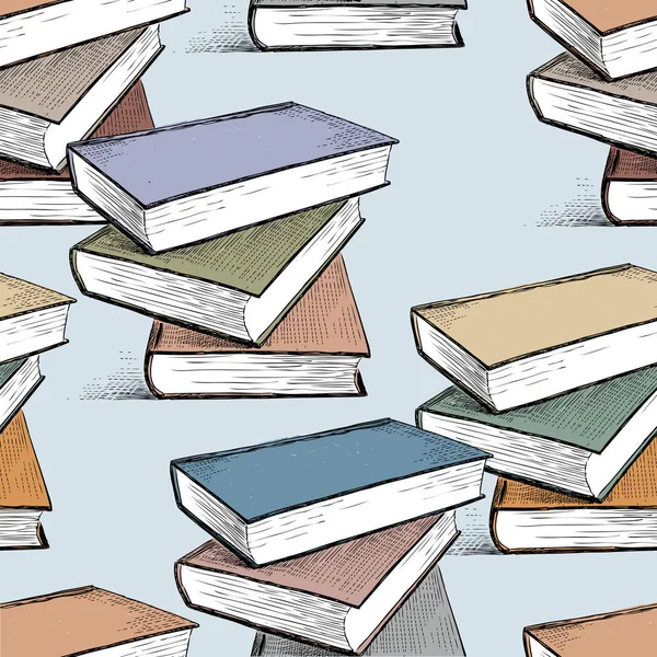 Ders kitapları yığınları paterni — Stok Vektör