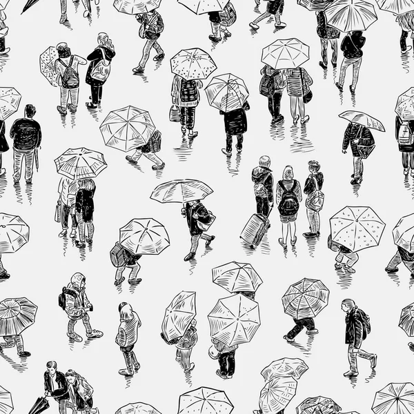 Μοτίβο της οι κάτοικοι της πόλης στο βροχερό καιρό — Διανυσματικό Αρχείο